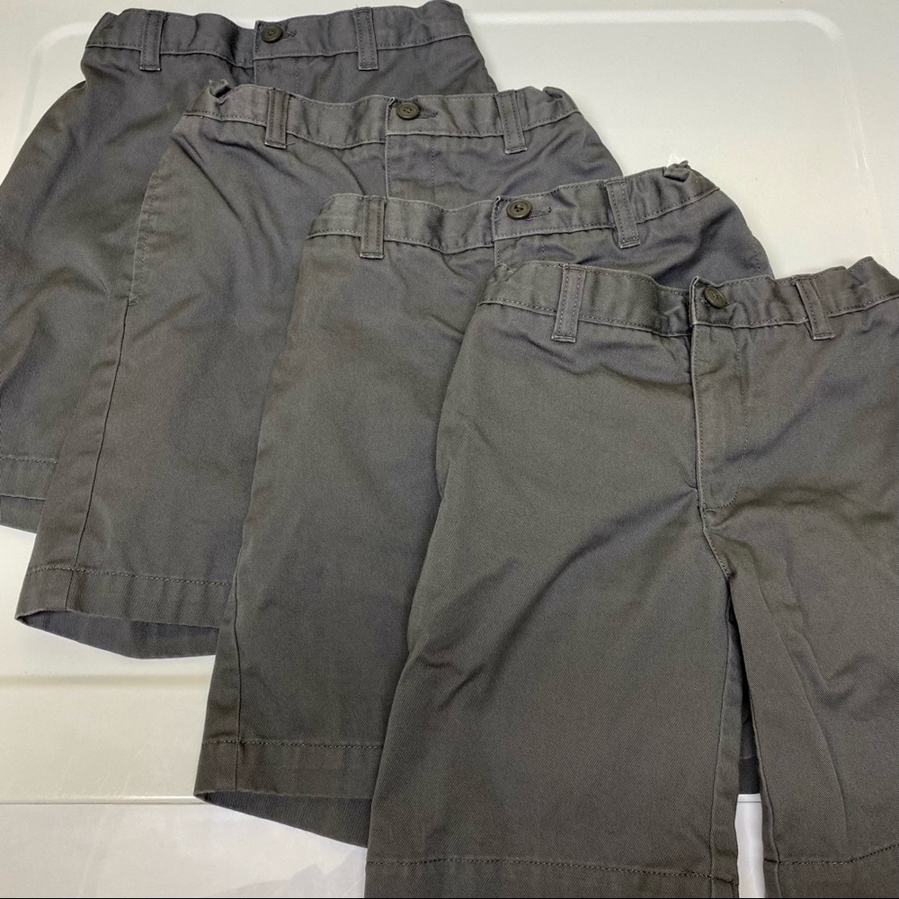 4 Pairs Lands’ End Boys Uniform Shorts Arctic Gray